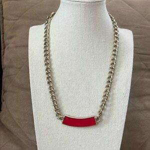 14th & Union Red Enamel Pendant Fixed on a Goldtone Link Chain